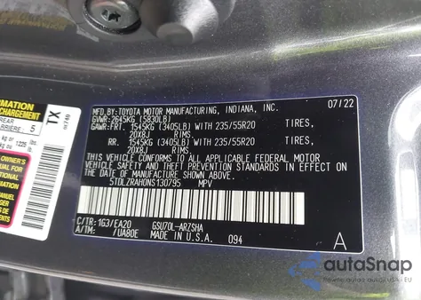 2022 Toyota Highlander Xse z USA, uszkodzony, nr VIN 5TDLZRAH0NS130795